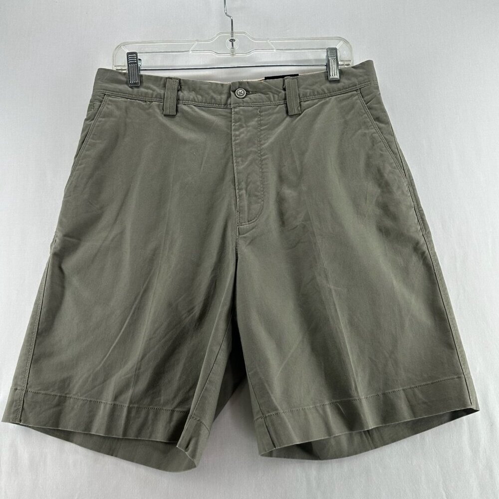 Hathaway Flat Front Chino Shorts Mens 32 Cotton Twill Casual Classic Olive Green